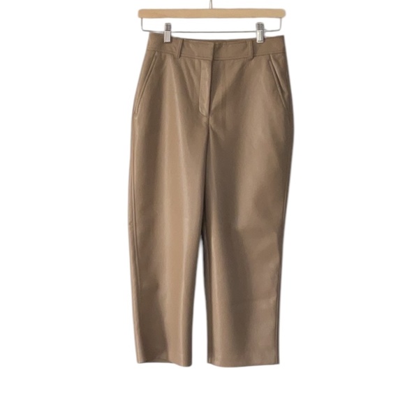 Aritzia Babaton Command Cropped Faux Leather Pant Tan size 4 - Picture 5 of 15